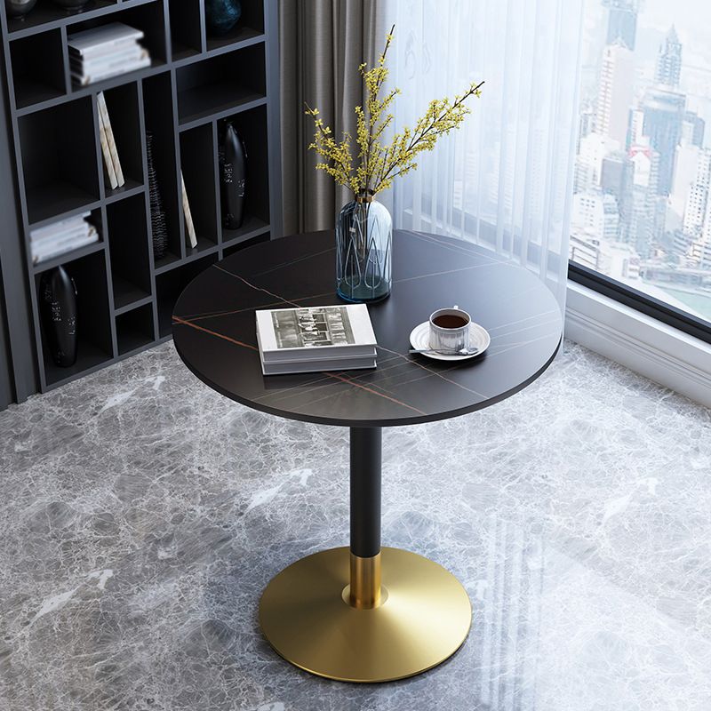 Metal Traditional Luxury Round Dining Table for Home Sintered Stone Table with Pedestal
