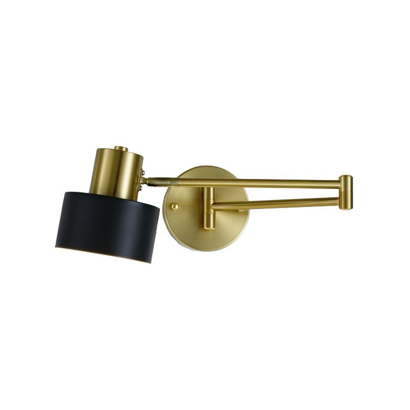 1 Light Swing Arm Flush Mount Wall Sconce Simplicity Metal Wall Mount Lamp