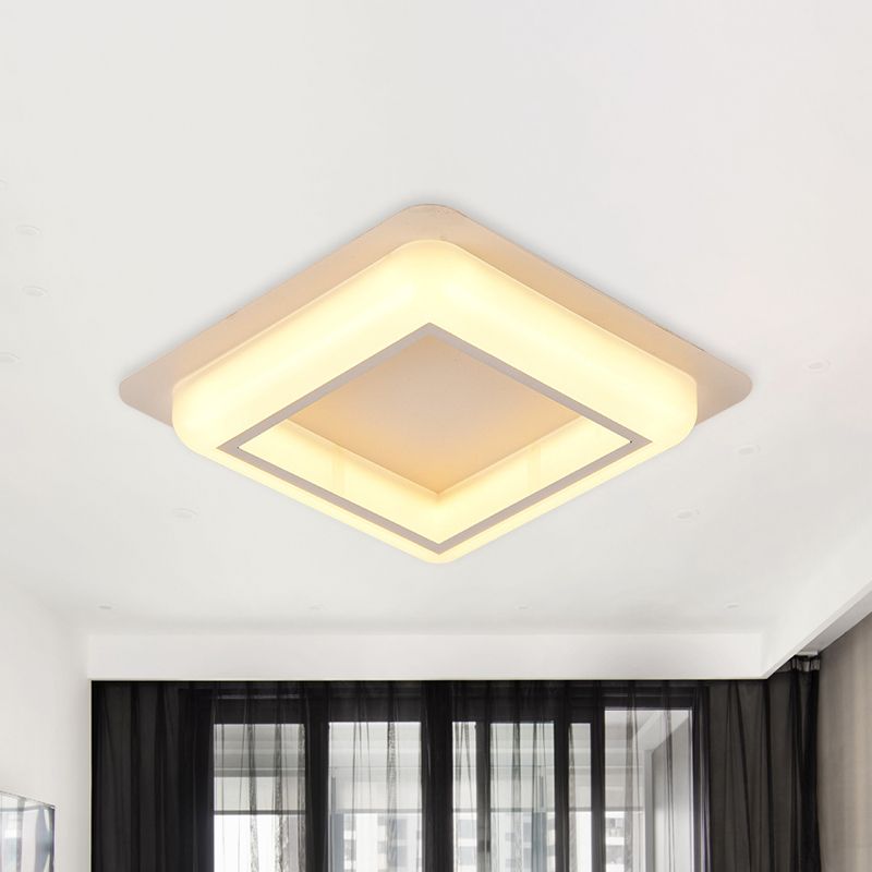 Square Ceiling Flush Mount Contemporary Acrylic Bedroom LED Flush Light Fixture in White/Black/Grey