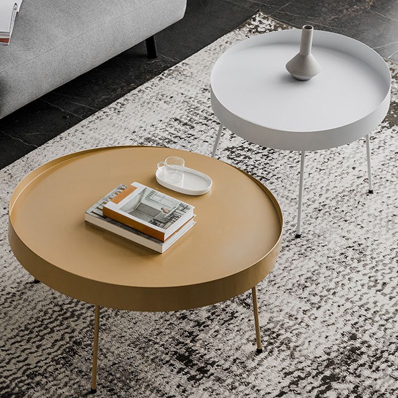 Metal Round Coffee Table Mid-Century Modern 4 Legs Cocktail Table