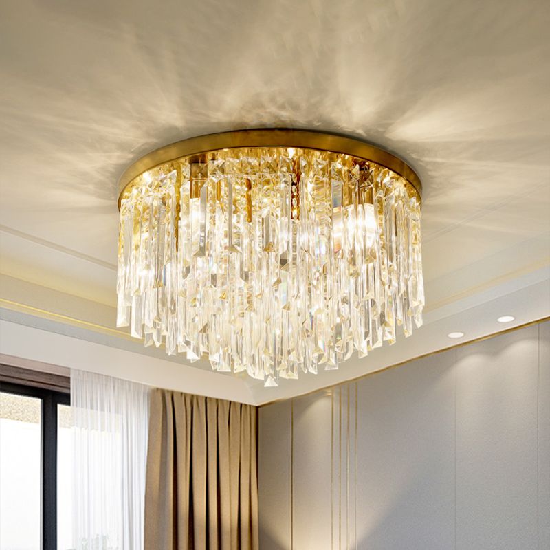 Chroom/Goud Tapered Flush Verlichting Hedendaagse Crystal Draping 6 Hoofden Slaapkamer Plafond Opgezette Licht