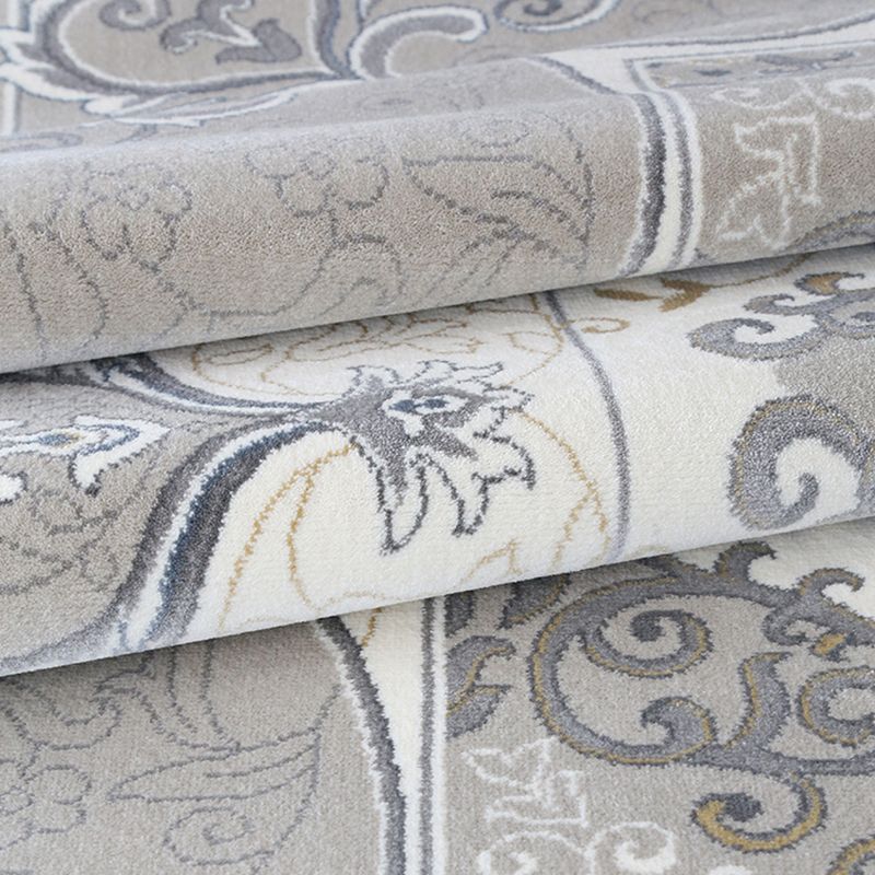Grey American Pattern Rug Bohemian Polyester Area Rug Stain Resistant Area Carpet for Home Decor