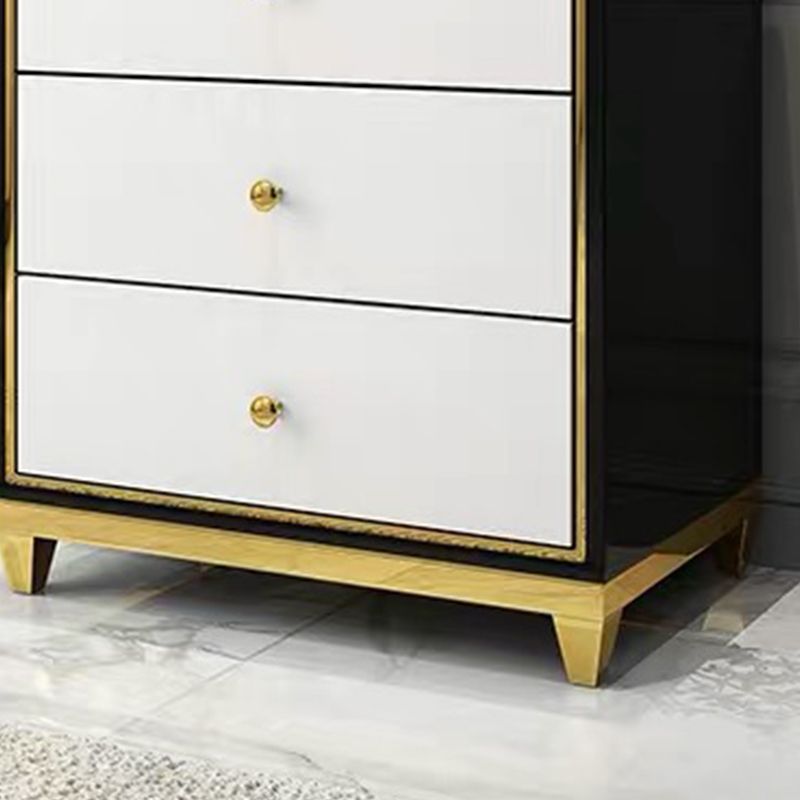 Glam Wooden Bedroom Storage Chest Vertical Chest with Drawers