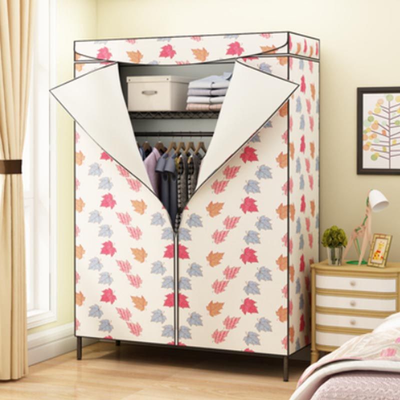 Contemporary Style Steel Wardrobe Adjustable Shelves Wardrobe Closet with Legs