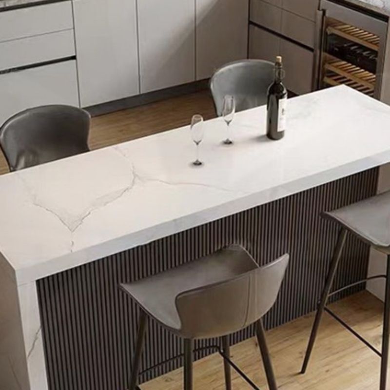 Glam Style Bar Table Faux Marble Rectangle Bar Dining Table for Living Room