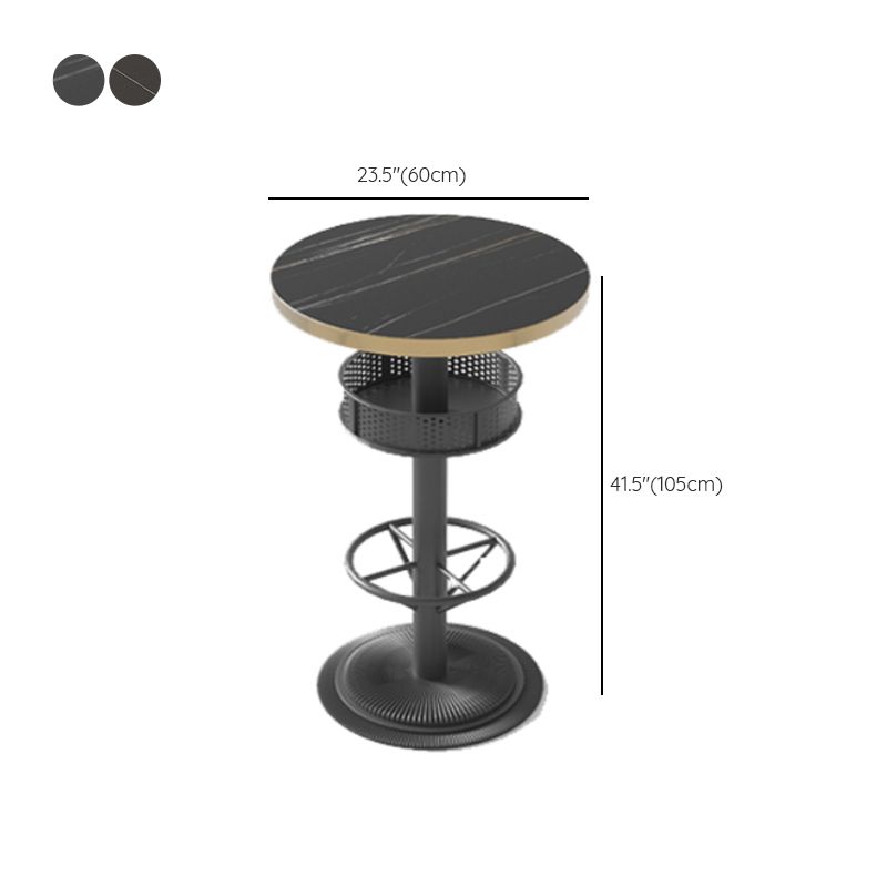 Industrial Style Bar Wine Table Black Color Bar Dining Table with Storage