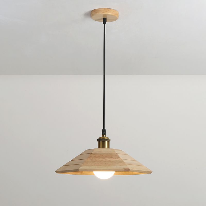 Accesorio de iluminación colgante sombreada de madera Luz de techo de estilo moderno para sala de estar