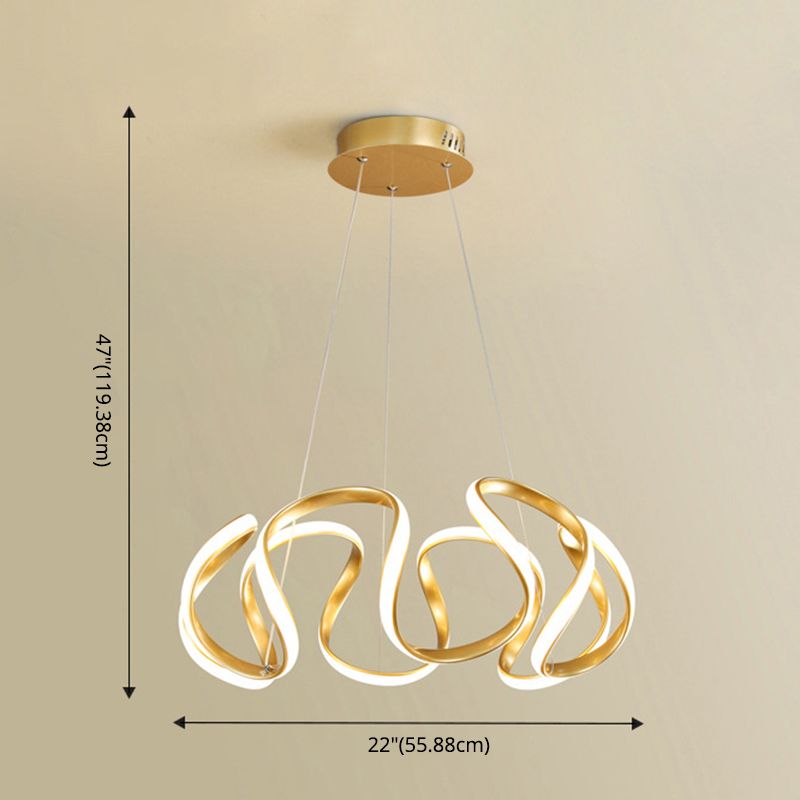 Luz de colgante lineal LED de aluminio en una lámpara de araña de hierro forjado de estilo minimalista moderno con sombra acrílica