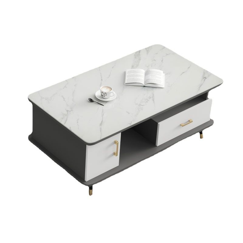 Modern Style Slate White/grey/black Top Rectangular Coffee Table