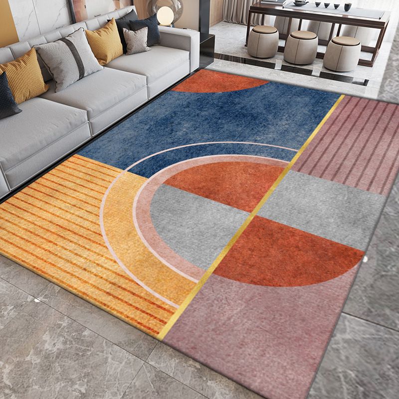 Black Nordic Carpet Polyester Contrast Color Carpet Washable Area Carpet for Drawing Room