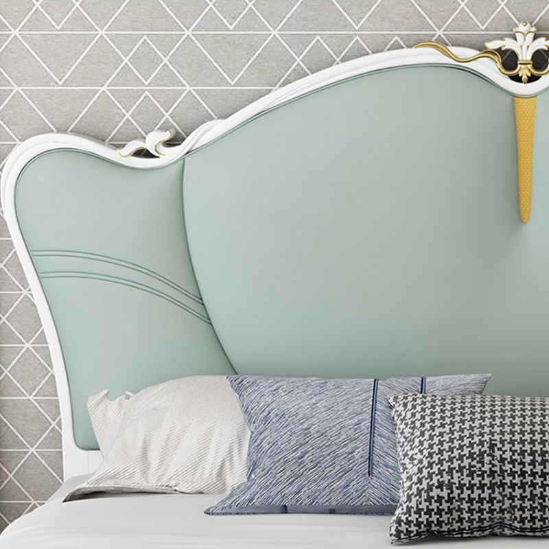 Upholstered Green Bed Frame Victorian Solid Wood Queen/King Bed