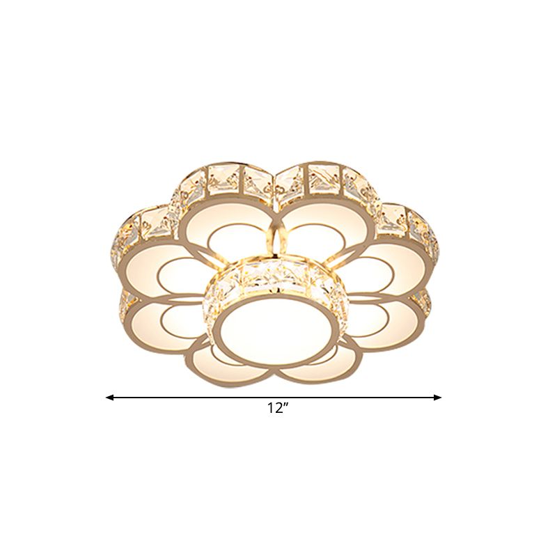 Plafonnier Fleur Simplicité Cristal Biseauté 10"/12" Largeur LED Plafonnier En Or