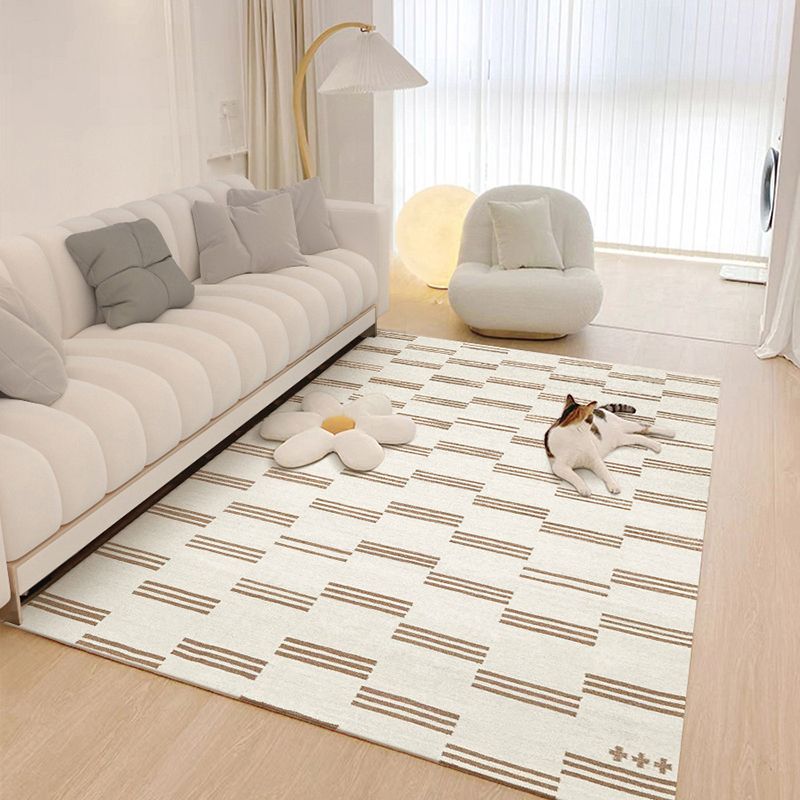 Light Striped Rug Blending Modern Indoor Rug Non-Slip Backing Rug for Living Room