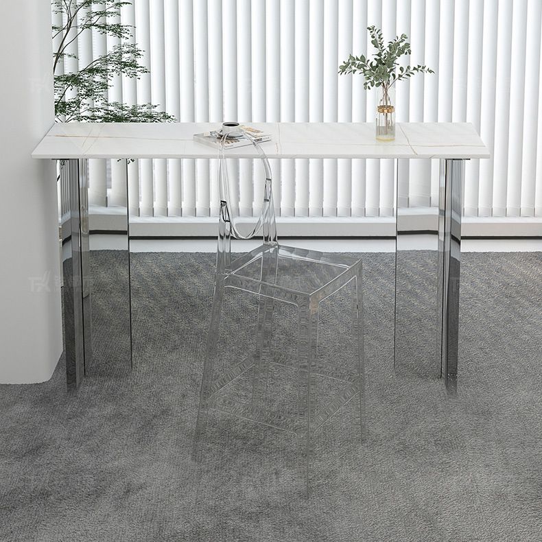 Modern 1/2/3 Pieces Bar Table Set Rectangle Stone Counter Table with Acrylic Stools