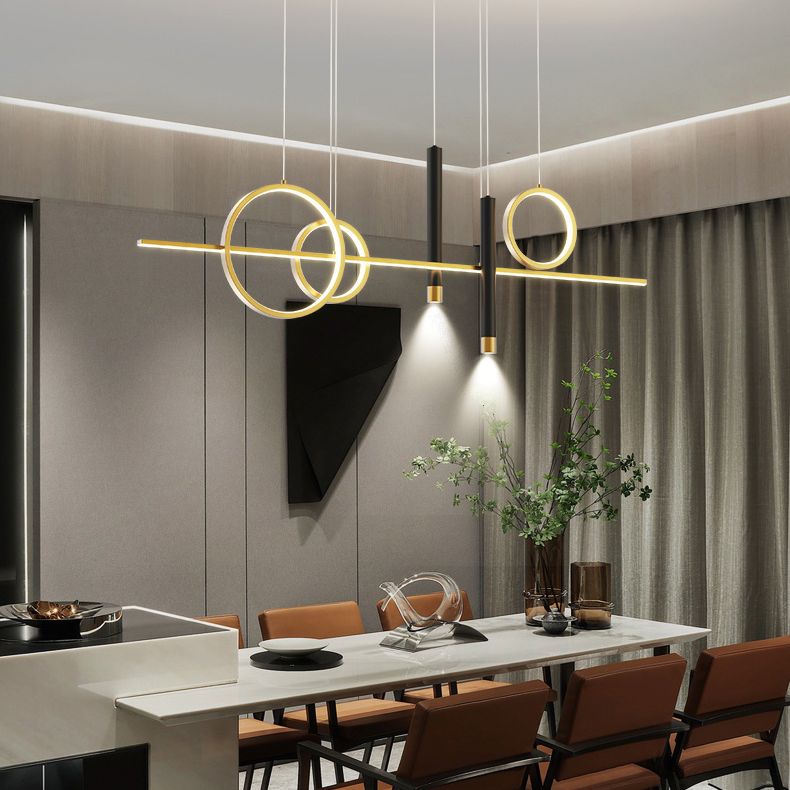 43.3" Length Minimalism LED Island Light Spotlight Design Nordic Style Aluminum Geometric Lines Hanging Light for Dining Room