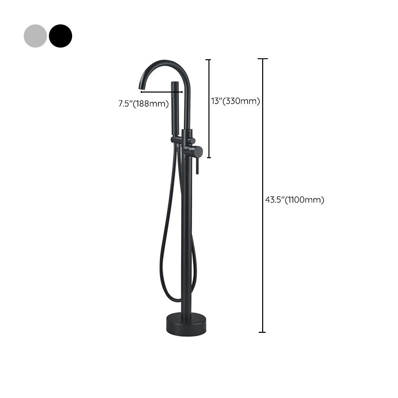 Modern High Arc Faucet Brass Floor Mounted Free Standing Tub Filler Faucet