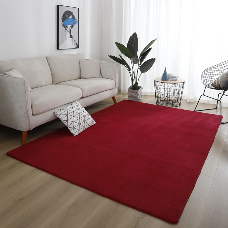 Simple Living Room Rug Multi-Color Solid Color Carpet Cotton Anti-Slip Backing Easy Care Indoor Rug