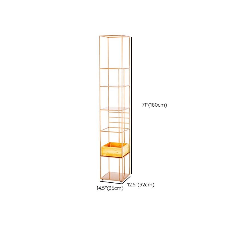 Glam Metal Book Shelf Gold Etagere Shelf Bookcase for Study Room 12.6" W