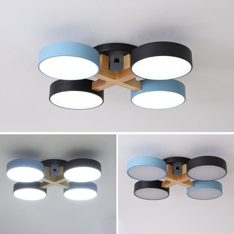 Lámpara de techo LED creativa moderna, soporte semiempotrado de macarrón geométrico de hierro forjado con pantalla acrílica