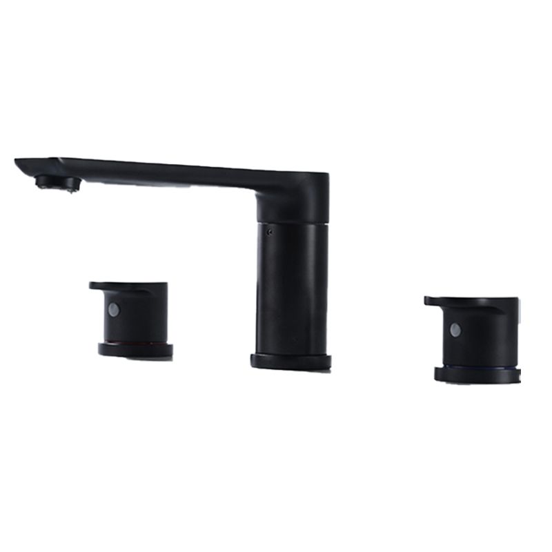 Contemporary Bathroom Faucet Deck Mounted Copper Two Handle Swivel Roman Tub Faucet Set