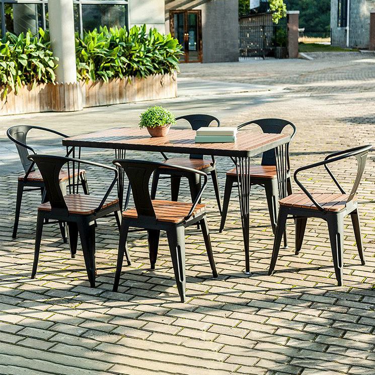 Modern Style 1/5/7 Pieces Metal Rectangle Dining Set Reclaimed Wood Dining Table Set
