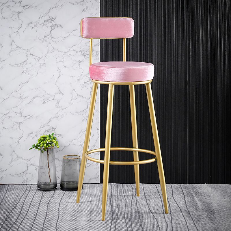 Scandinavian Round Low Back Barstools Upholstered Bar Stools
