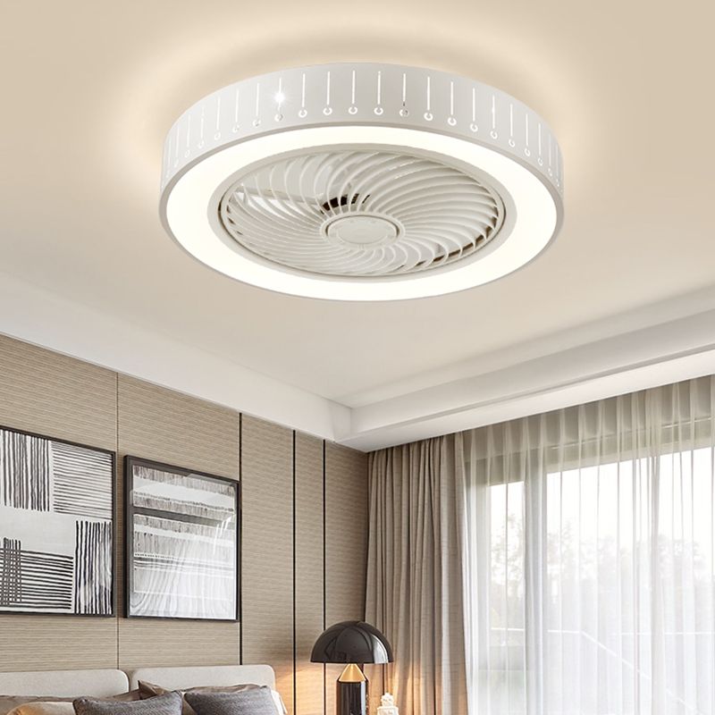 Unsichtbarer, trommelförmiger Lüfterlicht Kit Nordische Acryl weiße LED Semi Flush Light für Schlafzimmer