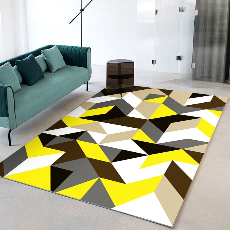 Leisure Indoor Rug Geometric Patchwork Modern Area Rug Polyester Anti-Slip Carpet for Living Room