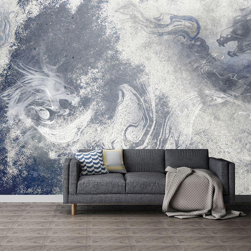 Retro Watercolors of Dragon Mural Wallpaper in Purple Gallery Wall Decor, Custom-Printed