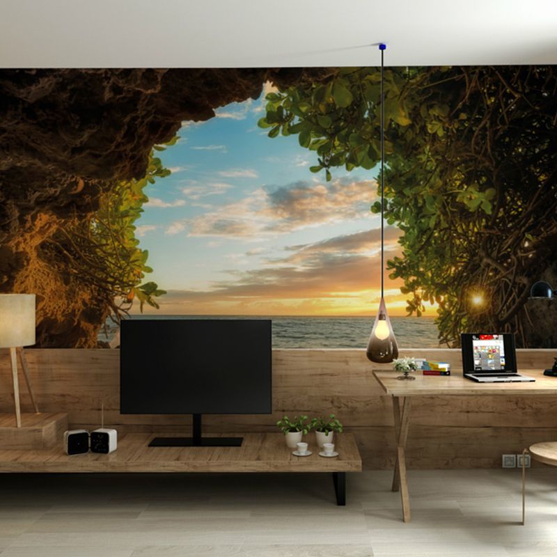 Fresh Cave Wall Mural Decal for Accent Wall Natural Scenery Wall Covering, Made to Measure