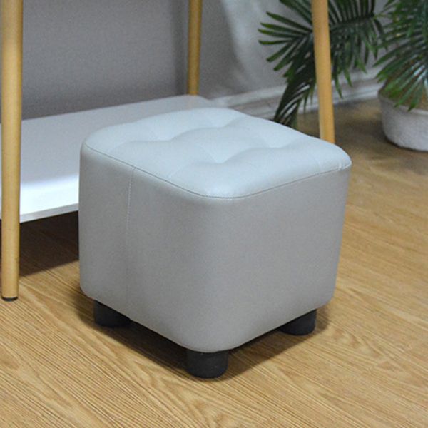 Modern Faux Leather Ottoman Color Block Tufted Square Chair Ottoman