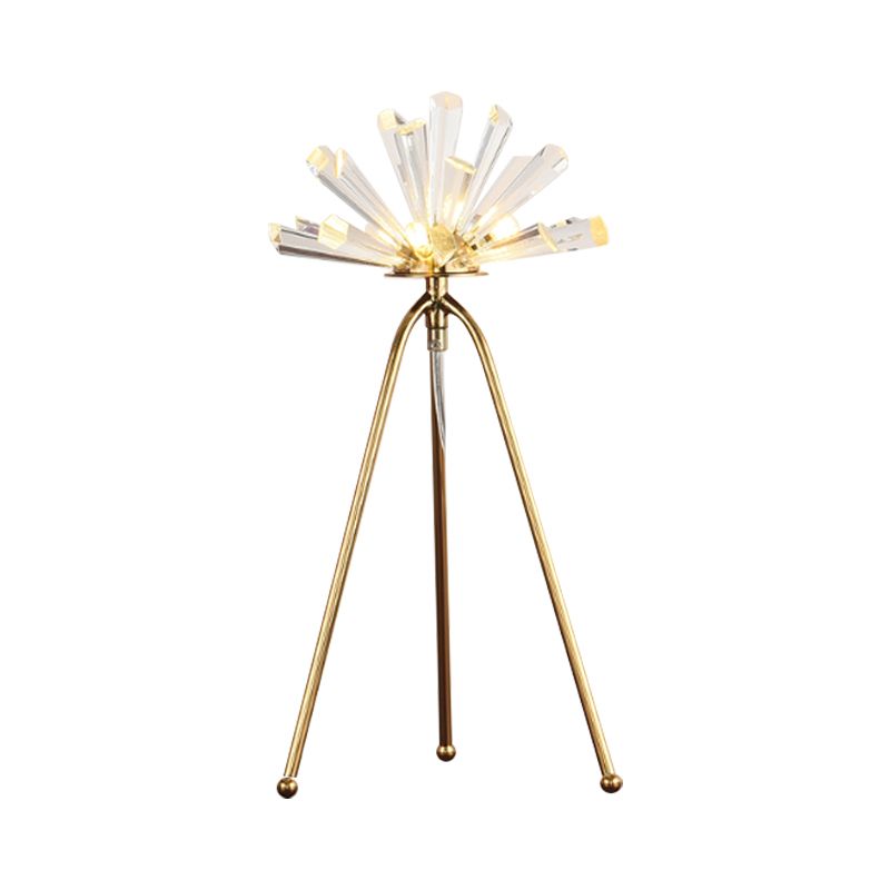 Sputnik Night Table Light Modern Style Prismatic Optical Crystal 1 Head Night Lamp in Gold