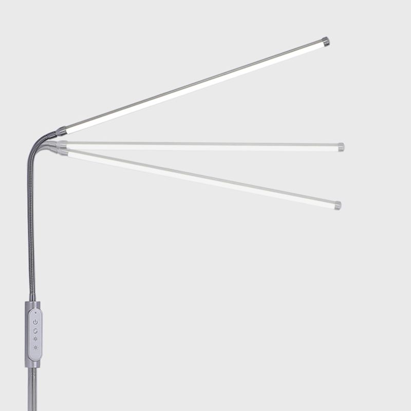 Linear Shape Metal Floor Light Modern Style Single Light Floor Mount Light in Silver