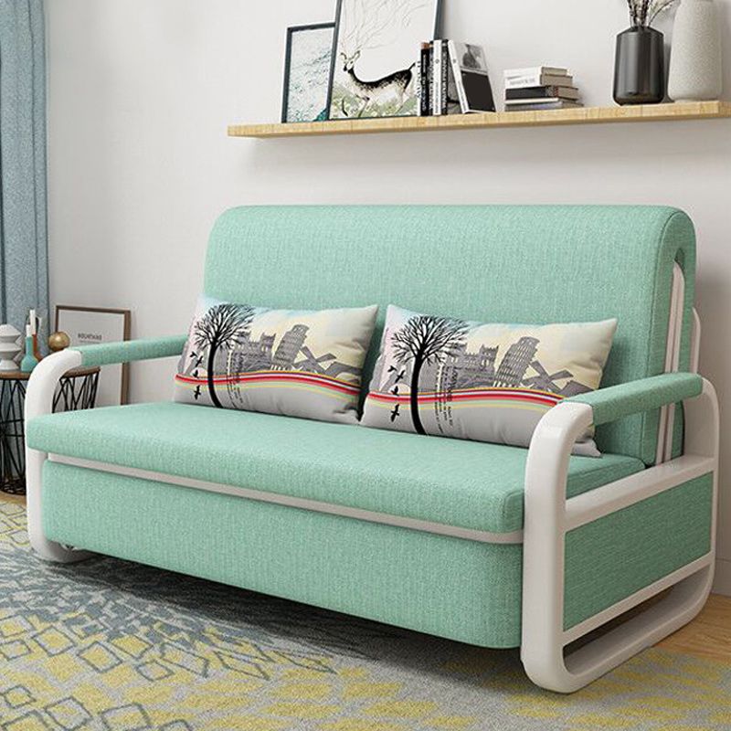 Fabric Square Arms Futon Sleeper Sofa Pillow Included Loveseat