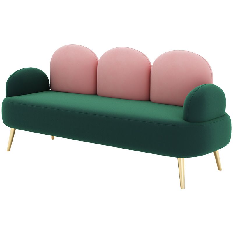 Contemporary Green Sofa with Square Arm and Tight Back for Apartment