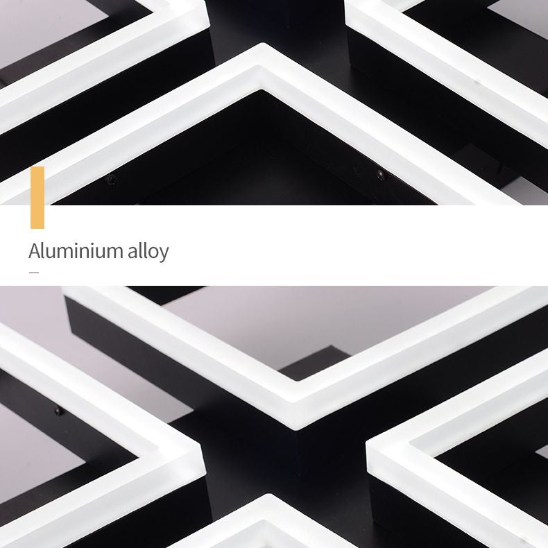 Lámpara de techo cuadrado de acabado negro de estilo simple led de metal led semi rasgador de montaje