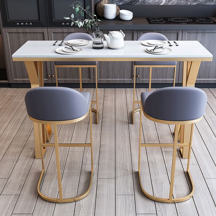 Indoor Glam Counter Height Set 1/2/3/5/7 Pieces Rectangle White Stone Top Pub Set