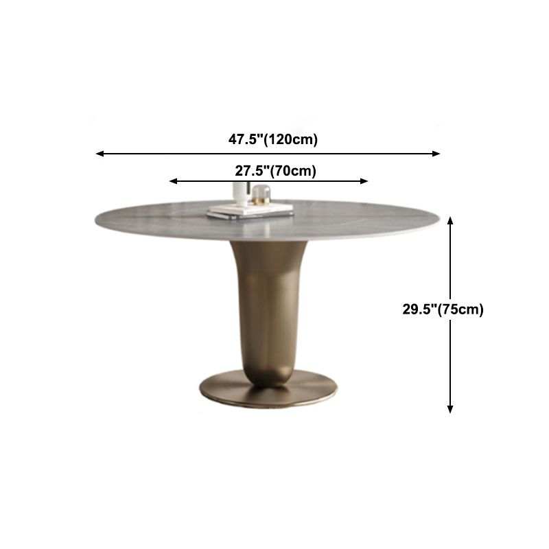 Grey Round Dining Table Stone Top Dining Table with Pedestal