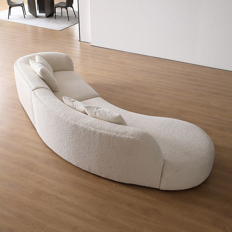 Water Resistant Sofa Wooden Curved Recessed Arm Settee for Living Room