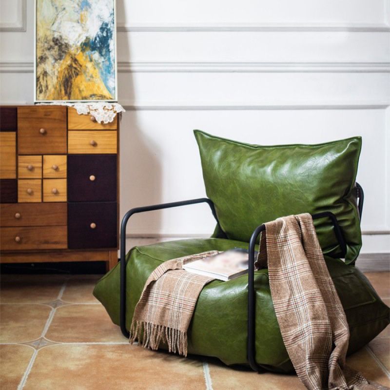 Faux Leather Chair with Square Arms and Storage Chair for Living Room