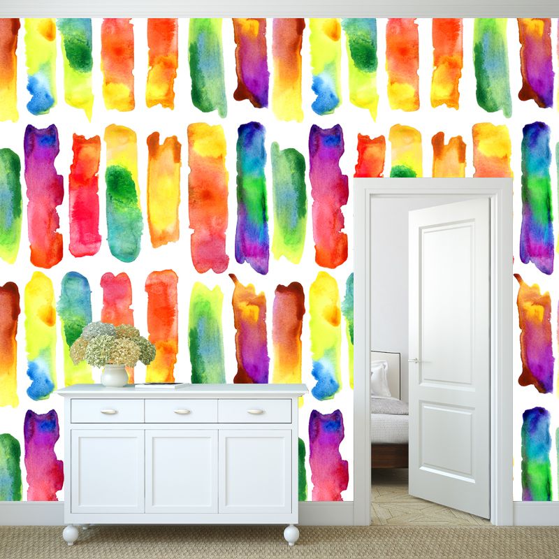 Watercolour Stroke Mural Wallpaper Yellow Modern Art Wall Decoration for Living Room