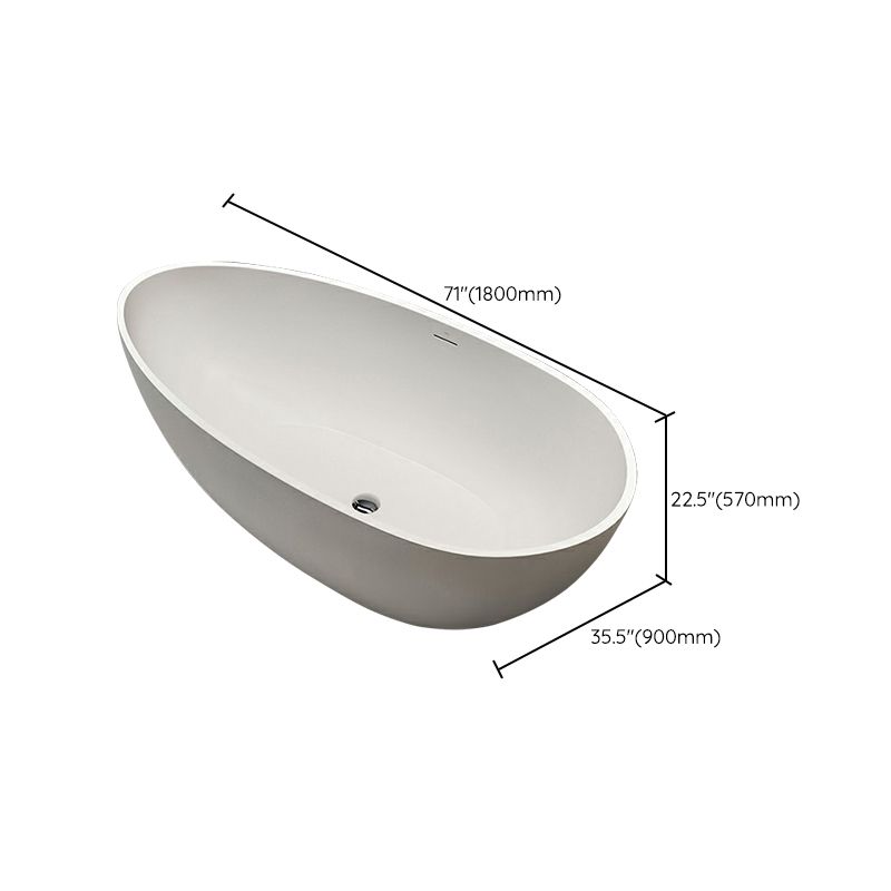 Modern Stone Freestanding Bathtub White Soaking Bathtub for Bathroom