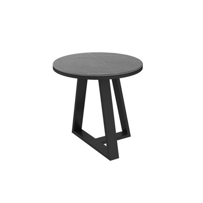 Modern Style Grey/black/white Slate Top Black Metal Base Round Coffee Table