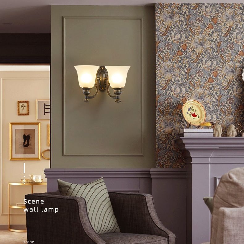 Frosted White Glass Sconce Light Cone Industrial Wall Sconce Light for Living Room