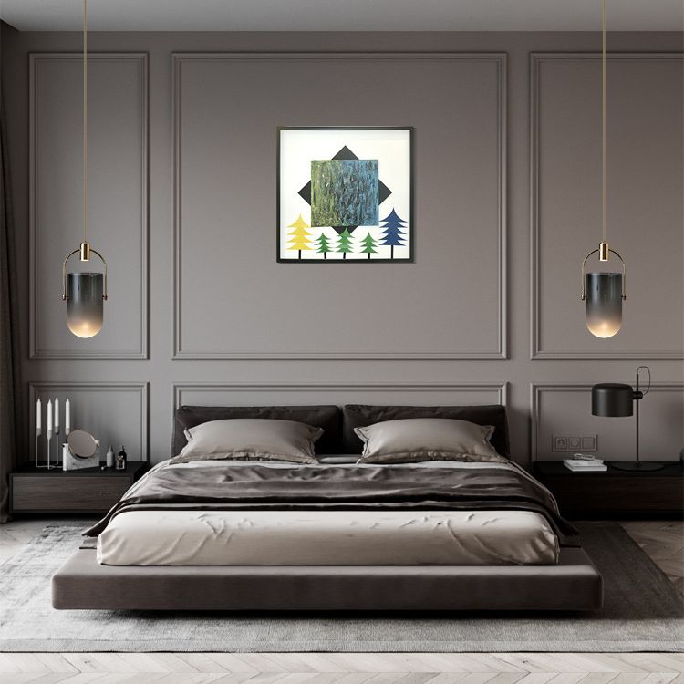 Golden moderne stijl glas hangend licht met enkele lamp mini slaapkamer verlichtingsarmatuur