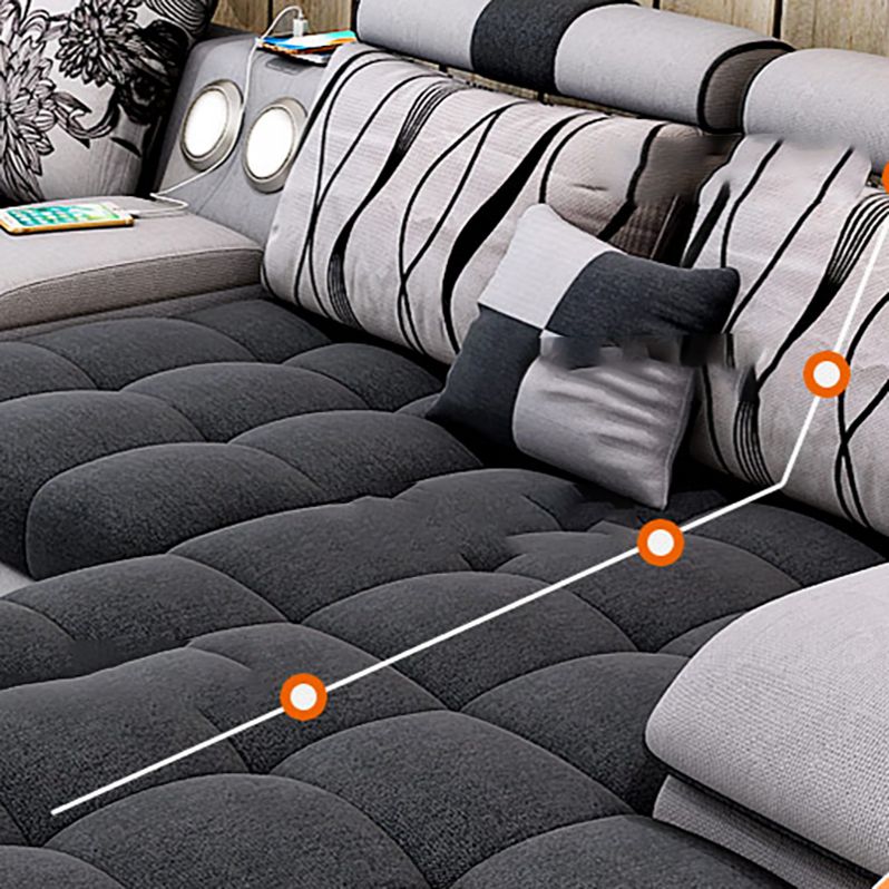 141.73"D x 94.5"W x 33.46"H Pillowed Back Cushions Sectionals with Storage