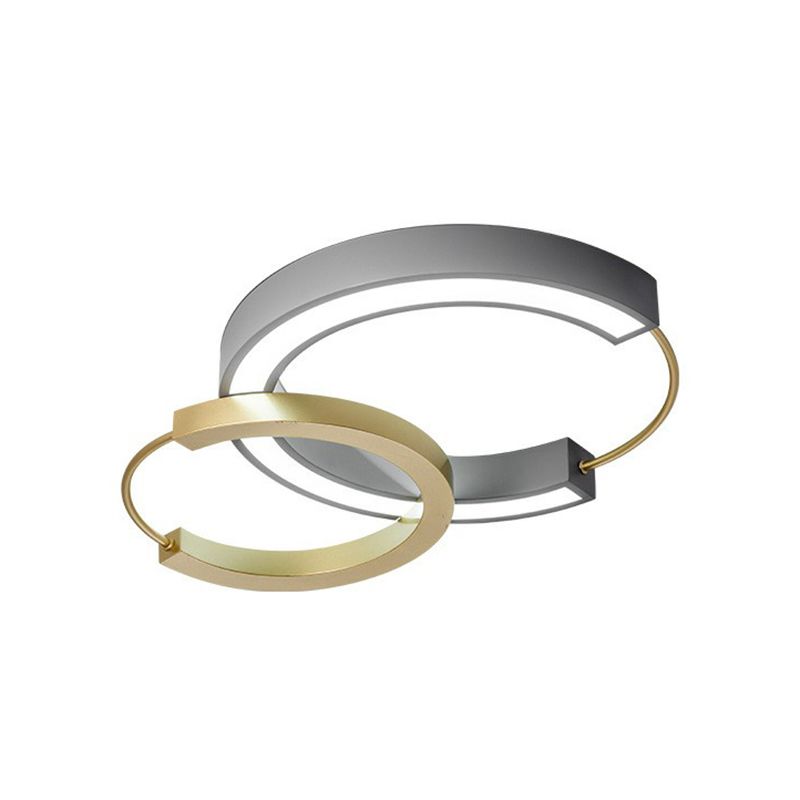 Plafonnier LED en métal avec anneau de style moderne, luminaire décoratif de plafond, idéal pour un salon, en or