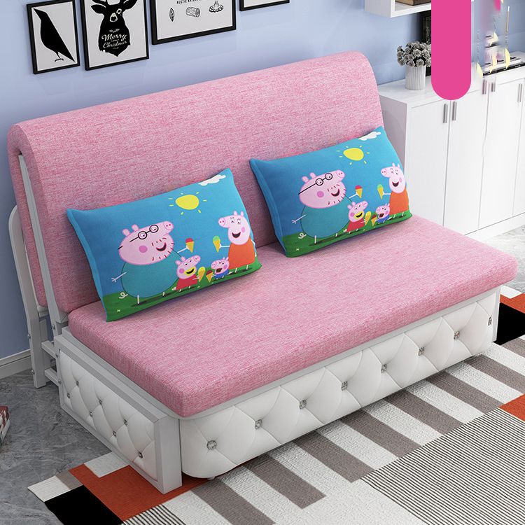 Linen Sleeper Sofa 33.46" Wide Armless Sofa Bed with Upholstered