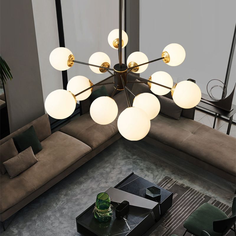 Forme sphérique en verre Sanging Chandelier Modern Style Multi Light Hanging Mount Fixture