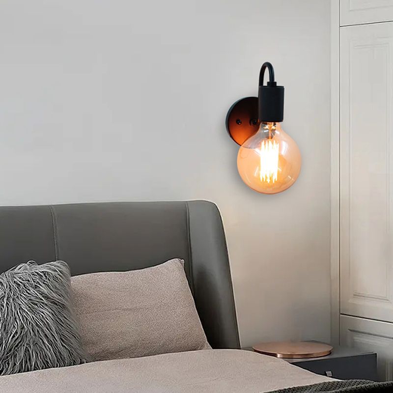 Modern Wall Sconce Cylinder Shape Wall Light with Metal Shade for Bedroom in Black